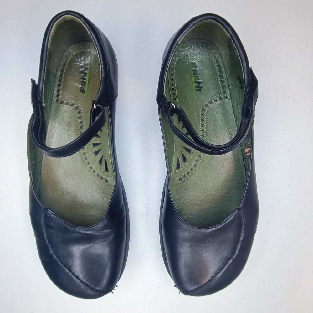 Kalso Earth Solar Black Leather Mary Jane Comfy Shoes Size 9 B